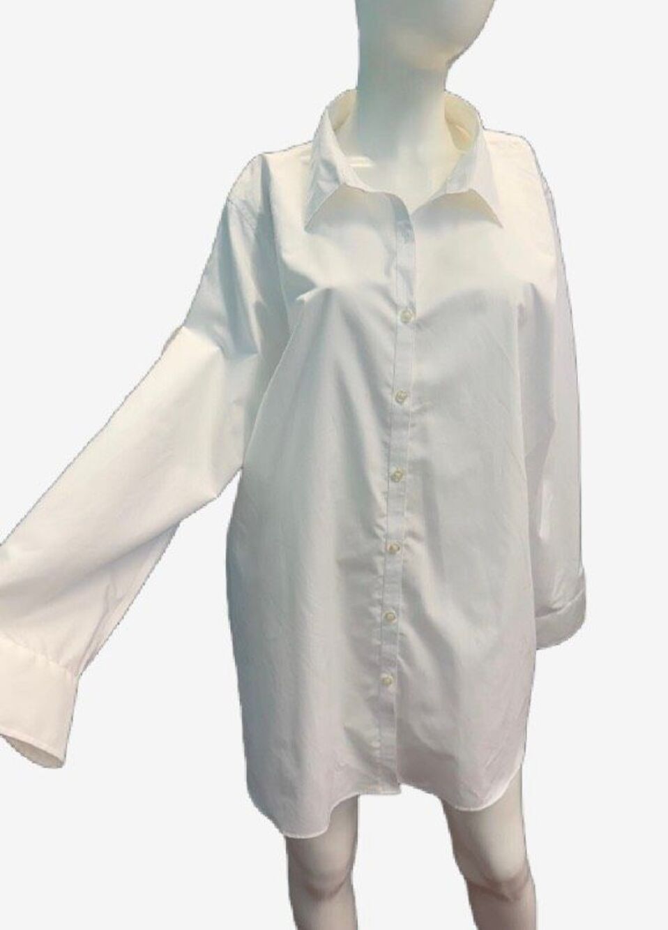 Lands End White Supima Cotton Button Down Shirt Size 26W